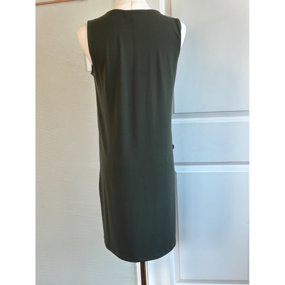Michael Kors Olive Green Zip Front Sleeveless Shift Dress Size S Consign - Picture 5 of 10